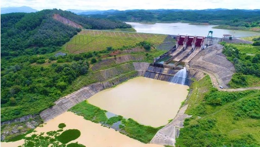 Công trình Thuỷ điện Đại Ninh nhìn từ trên cao